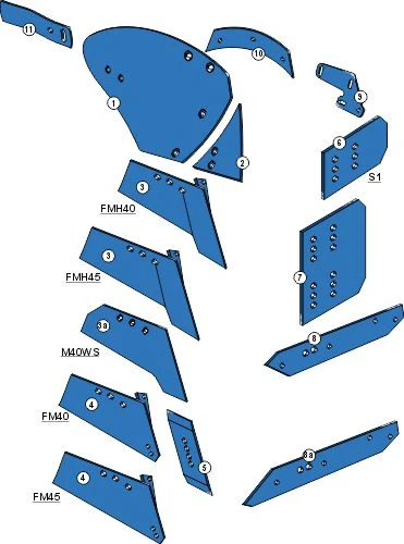 Explosionszeichnung Frost Pflugkörper Typ NK40
